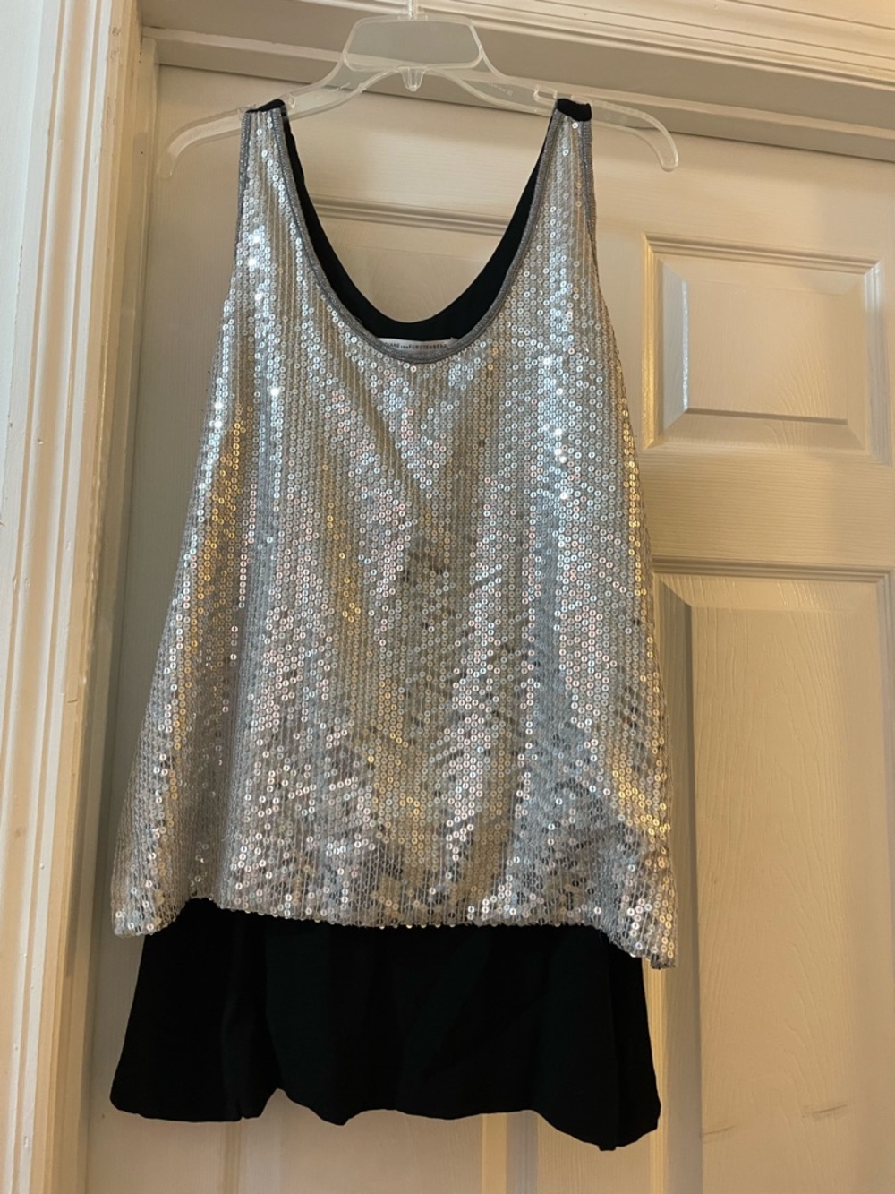 Silver Sequin Layered Tank Top - Women's Party Top (0006)